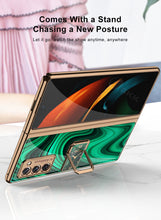Load image into Gallery viewer, Luxury Plating Tempered Glass Case For Samsung Galaxy Z Fold 2 3 Case With Ring Stand Protection Cover For Galaxy Z Fold 2 3