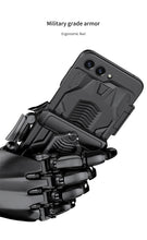 Cargar imagen en el visor de la galería, Foldable Phone Case with PC Material Hinge and Front Glass Metal Finger-ring Case for Samsung Galaxy Flip5
