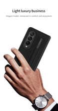 Charger l'image dans la galerie, Leather Pen Slot Bag Case For Samsung Galaxy Z Fold 3 5G Ultra-thin Anti-knock Protection Cover For Samsung Z Fold3 5G Case
