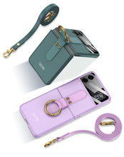 Lade das Bild in den Galerie-Viewer, Ultra-thin Back Screen Glass Case Cover For Samsung Galaxy Z Flip 3 5G Case Finger-Ring Plastic Hard Cover For Samsung Flip3