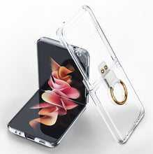 Charger l'image dans la galerie, Luxury Transparent Plating Case Cover For Samsung Galaxy Z Flip 3 5G Case Ring Stand Hard Phone Cover For Galaxy Z Flip3 5G