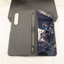 Load image into Gallery viewer, Samsung Galaxy Z Fold 3 Case With S Pen Holder Slot Leather and Tempered Glass Flip Stand Cover For Galaxy Z Fold 3