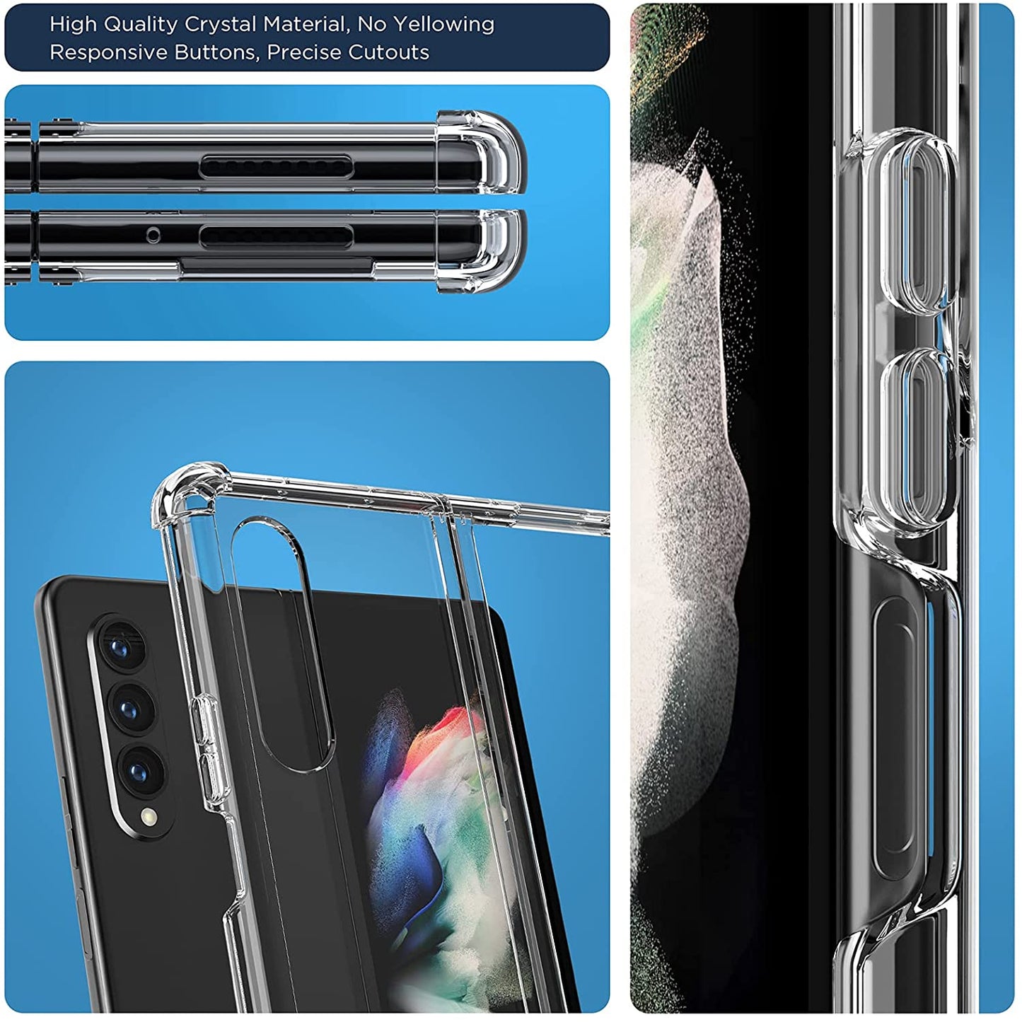 Reinforced Corners Shockproof Soft Bumper TPU Case for Galaxy Z Fold 3 Airbag Case For Samsung Galaxy Z Fold3 5G