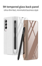 Load image into Gallery viewer, Leather Tempered Glass Pen Slot Case For Samsung Galaxy Z Fold 3 5G Full Protection Hard Cover