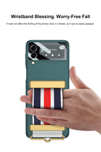 Carregar imagem no visualizador da galeria, Painted Leather Hand Strap Plastic Case For Samsung Galaxy Z Flip 3 5G Back Screen Glass Cover For Samsung Z Flip 3 5G Case