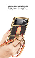 Load image into Gallery viewer, Plating Leather Strap Case For Samsung Galaxy Z Flip 3 5G With Back Screen Protector Hard Cover For Samsung Z Flip 3 5G Case
