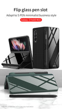 Load image into Gallery viewer, Leather Tempered Glass Pen Slot Case For Samsung Galaxy Z Fold 3 5G Full Protection Hard Cover