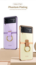 Charger l'image dans la galerie, Luxury Transparent Plating Case Cover For Samsung Galaxy Z Flip 3 5G Case Ring Stand Hard Phone Cover For Galaxy Z Flip3 5G