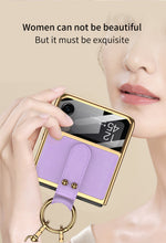 Load image into Gallery viewer, Plating Leather Strap Case For Samsung Galaxy Z Flip 3 5G With Back Screen Protector Hard Cover For Samsung Z Flip 3 5G Case