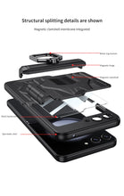 Cargar imagen en el visor de la galería, Foldable Phone Case with PC Material Hinge and Front Glass Metal Finger-ring Case for Samsung Galaxy Flip5