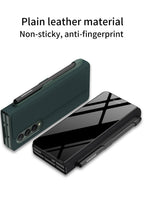 Load image into Gallery viewer, Samsung Galaxy Z Fold 3 Case With S Pen Holder Slot Leather and Tempered Glass Flip Stand Cover For Galaxy Z Fold 3