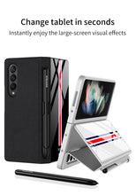 Load image into Gallery viewer, Leather Tempered Glass Pen Slot Case For Samsung Galaxy Z Fold 3 5G Full Protection Hard Cover