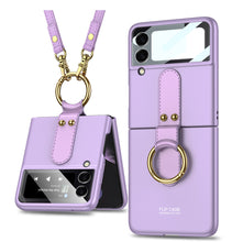 Lade das Bild in den Galerie-Viewer, Ultra-thin Back Screen Glass Case Cover For Samsung Galaxy Z Flip 3 5G Case Finger-Ring Plastic Hard Cover For Samsung Flip3
