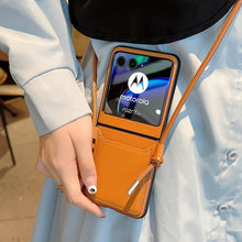 Charger l'image dans la galerie, Luxury Simple Business Crossbody Lanyard Card Holder Phone Case For Motorola Razr 40