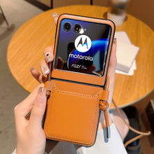 Charger l'image dans la galerie, Luxury Simple Business Crossbody Lanyard Card Holder Phone Case For Motorola Razr 40