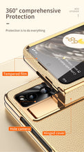 Lade das Bild in den Galerie-Viewer, Ultra-thin Leather Electroplating Google Pixel Fold Case All-Inclusive Hinge with Screen Protector