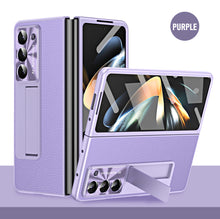 Load image into Gallery viewer, Leather Galaxy Z Fold5 Case with Front Screen Protector With Hidden Kick-Stand