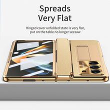 Cargar imagen en el visor de la galería, Plating Leather Galaxy Z Fold5 Case with Front Screen Protector & Flat Hinge Protection & Hidden Stand