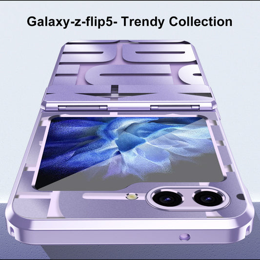 Electroplating Samsung Galaxy Z Flip5 Case With transparent hinge all-inclusive drop-proof protective Case