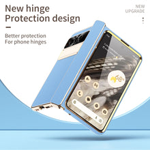 Lade das Bild in den Galerie-Viewer, Ultra-thin Leather Electroplating Google Pixel Fold Case All-Inclusive Hinge with Screen Protector