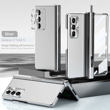 Cargar imagen en el visor de la galería, Electroplated Folding Case For Galaxy Z Fold5 With Double Hinge Protector and Free Stylus