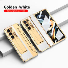 Cargar imagen en el visor de la galería, Plating Leather Galaxy Z Fold5 Case with Front Screen Protector & Flat Hinge Protection & Hidden Stand