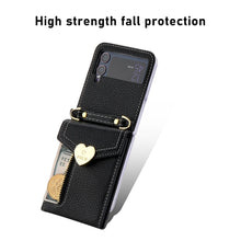 Load image into Gallery viewer, Samsung Z Flip5 Case Z Flip4 Lychee Pattern Zipper Cardholder Diagonal Folding Case