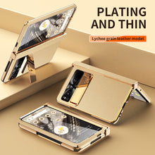 Lade das Bild in den Galerie-Viewer, Ultra-thin Leather Electroplating Google Pixel Fold Case All-Inclusive Hinge with Screen Protector