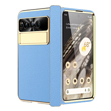 Lade das Bild in den Galerie-Viewer, Ultra-thin Leather Electroplating Google Pixel Fold Case All-Inclusive Hinge with Screen Protector