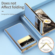 Lade das Bild in den Galerie-Viewer, Ultra-thin Leather Electroplating Google Pixel Fold Case All-Inclusive Hinge with Screen Protector