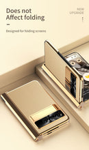 Cargar imagen en el visor de la galería, Electroplated Leather Google Pixel Fold Case with Dual Hinge Protective Screen Protector and Hidden Kickstand Pen Slot Free Stylus