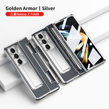 Load image into Gallery viewer, Electroplated Clear PC Galaxy Z Fold5 Case with Front Screen Protector & Flat Hinge & Hidden Stand And Pen Slot and Free Stylus