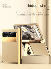Cargar imagen en el visor de la galería, Electroplated Leather Google Pixel Fold Case with Dual Hinge Protective Screen Protector and Hidden Kickstand Pen Slot Free Stylus