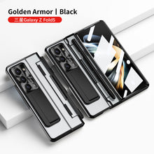 Load image into Gallery viewer, Electroplated Clear PC Galaxy Z Fold5 Case with Front Screen Protector & Flat Hinge & Hidden Stand And Pen Slot and Free Stylus