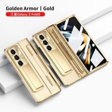 Load image into Gallery viewer, Electroplated Clear PC Galaxy Z Fold5 Case with Front Screen Protector & Flat Hinge & Hidden Stand And Pen Slot and Free Stylus
