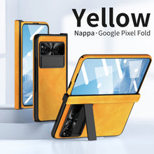 Carregar imagem no visualizador da galeria, Plain leather Google Pixel Fold Case folding anti-fall hinge all-inclusive protective case