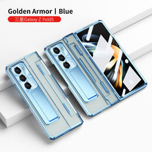 Carregar imagem no visualizador da galeria, Plated Transparent Galaxy Z Fold5 Case with Front Screen Protector & Flat Hinge Protection & Kick-Stand