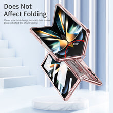 Load image into Gallery viewer, Electroplated Clear PC Galaxy Z Fold5 Case with Front Screen Protector & Flat Hinge & Hidden Stand And Pen Slot and Free Stylus