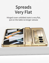 Load image into Gallery viewer, Electroplated Clear PC Galaxy Z Fold5 Case with Front Screen Protector & Flat Hinge & Hidden Stand And Pen Slot and Free Stylus