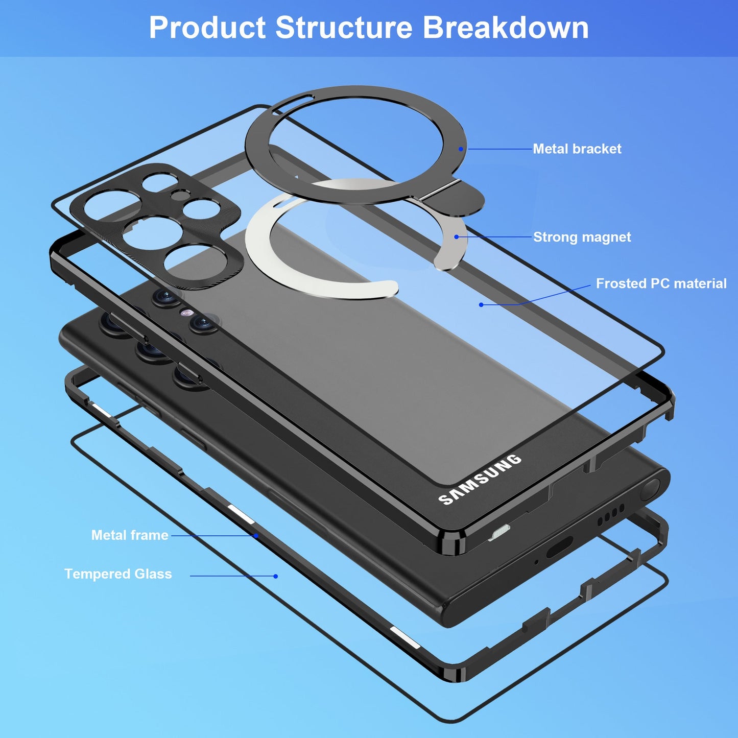 Samsung Galaxy S23 Ultra Case Magneto Metal Magnetic S22 Ultra Case with MagSafe Folding Kick-stand