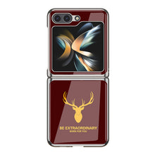 Cargar imagen en el visor de la galería, Simple Deer Head Samsung Z Flip5 Shell Electroplated Glass Protective Case