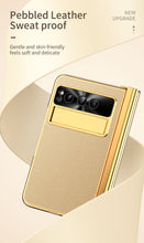 Cargar imagen en el visor de la galería, Electroplated Leather Google Pixel Fold Case with Dual Hinge Protective Screen Protector and Hidden Kickstand Pen Slot Free Stylus