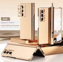 Cargar imagen en el visor de la galería, Electroplated Folding Case For Galaxy Z Fold5 With Double Hinge Protector and Free Stylus