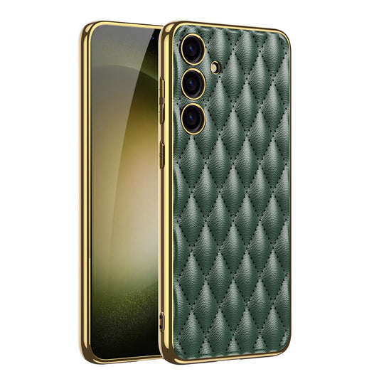 Samsung S24 Ultra Electroplated Phone Case Porous Leather S24 Series Case