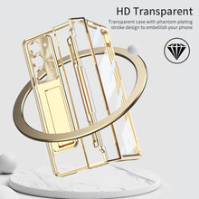 Carregar imagem no visualizador da galeria, Plated Transparent Galaxy Z Fold5 Case with Front Screen Protector & Flat Hinge Protection & Kick-Stand