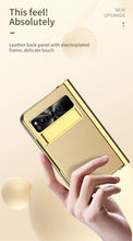 Cargar imagen en el visor de la galería, Electroplated Leather Google Pixel Fold Case with Dual Hinge Protective Screen Protector and Hidden Kickstand Pen Slot Free Stylus