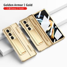 Carregar imagem no visualizador da galeria, Plated Transparent Galaxy Z Fold5 Case with Front Screen Protector & Flat Hinge Protection & Kick-Stand