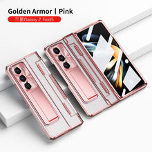 Carregar imagem no visualizador da galeria, Plated Transparent Galaxy Z Fold5 Case with Front Screen Protector & Flat Hinge Protection & Kick-Stand