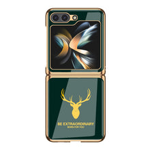 Cargar imagen en el visor de la galería, Simple Deer Head Samsung Z Flip5 Shell Electroplated Glass Protective Case