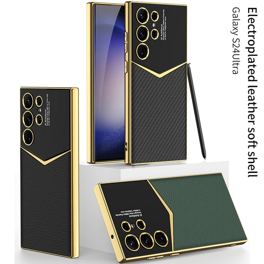 Samsung S24Ultra Electroplated Solid Color Leather S24 Series Case